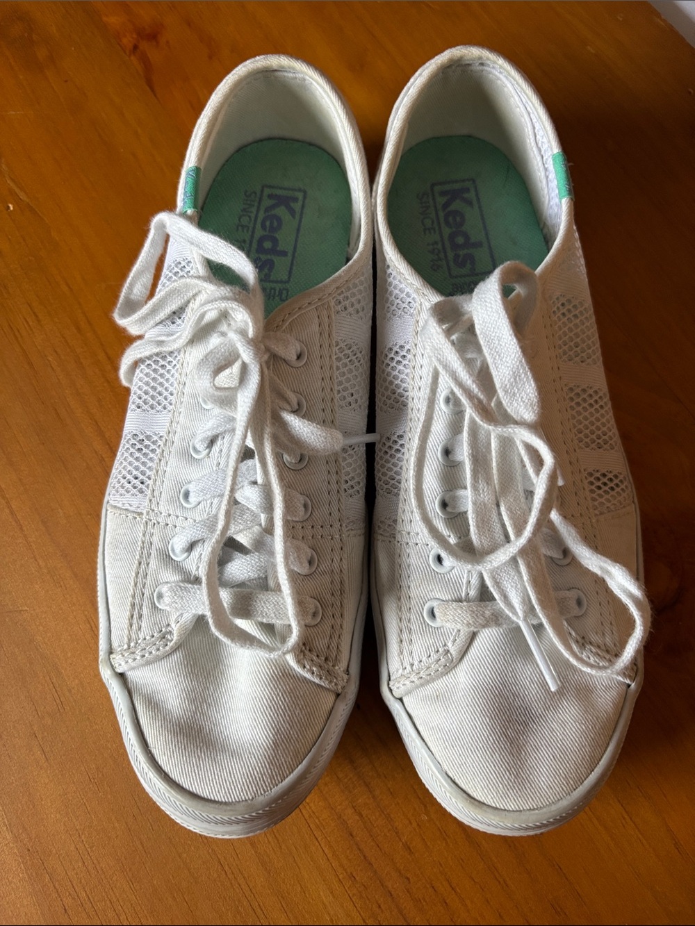 Keds White Mesh & Canvas Lace-Up Sneakers